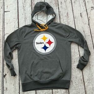 Pittsburgh Steelers NFL Football Sports Gray Hoodie Pullover Sweatshirt